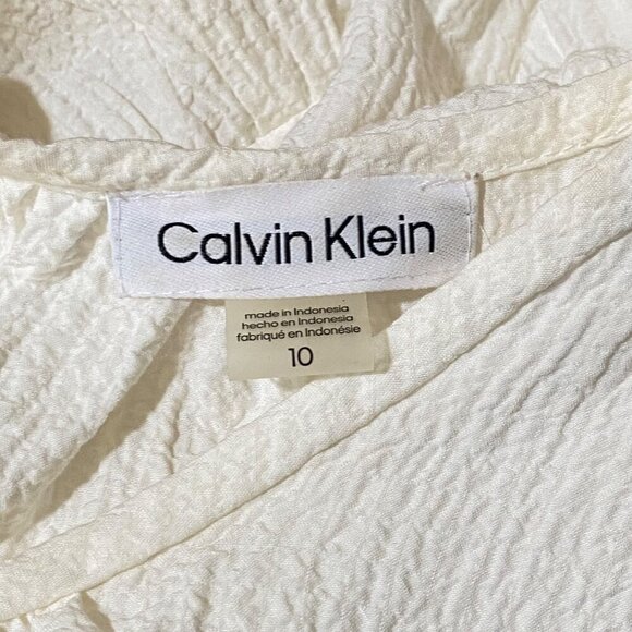 Calvin Klein Gauze Tiered Maxi Dress in Ivory Size 10 - Picture 6 of 7